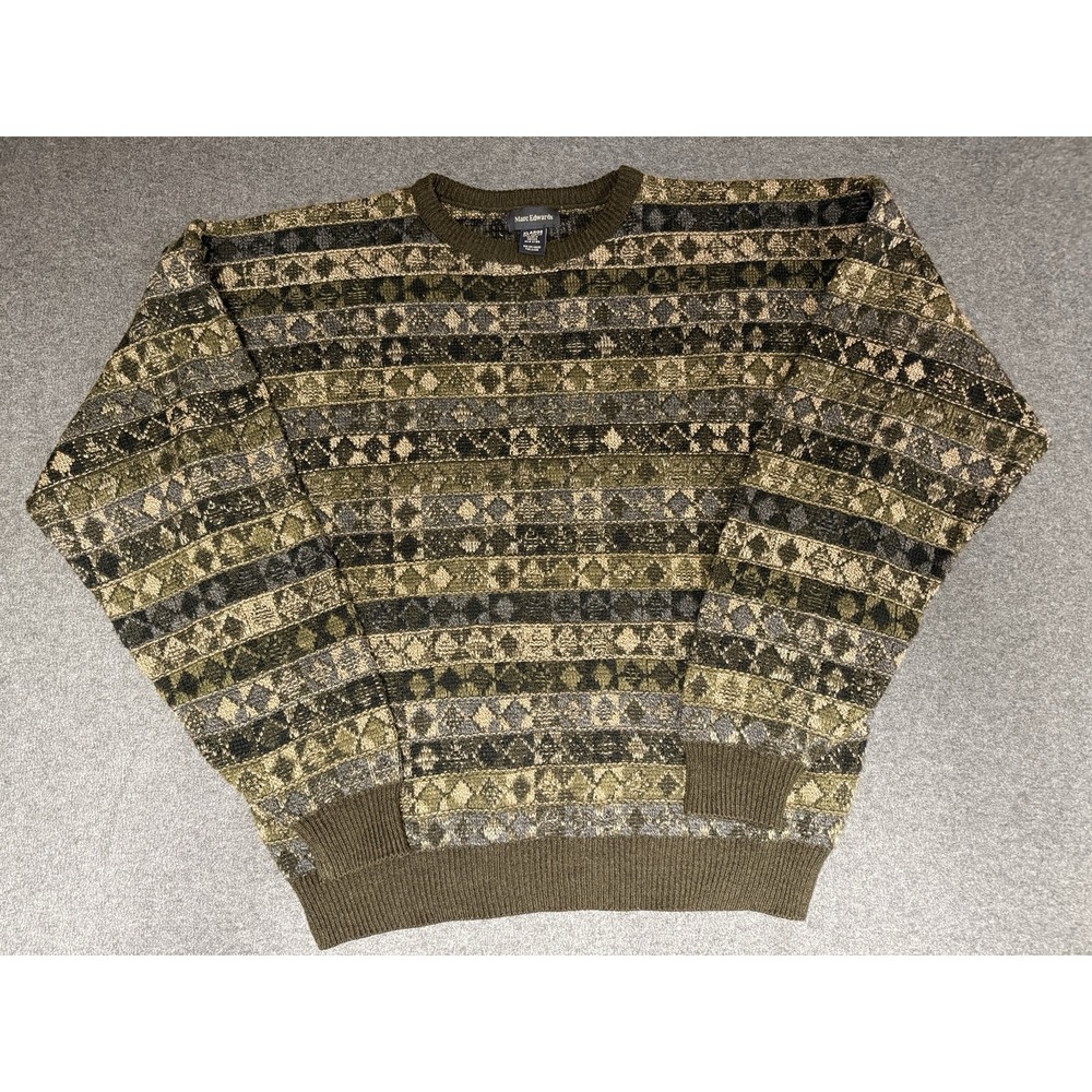 Marc Edwards Crewneck Sweater‎ Knit Geometric Dad Grandpa Mens XL  90's SW12